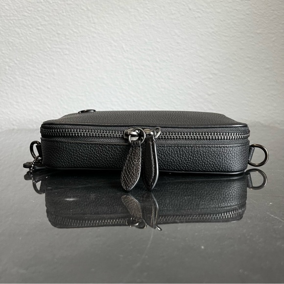 Coach Charter Slim Crossbody in Black Pebbled Leather - Picture 6 of 13